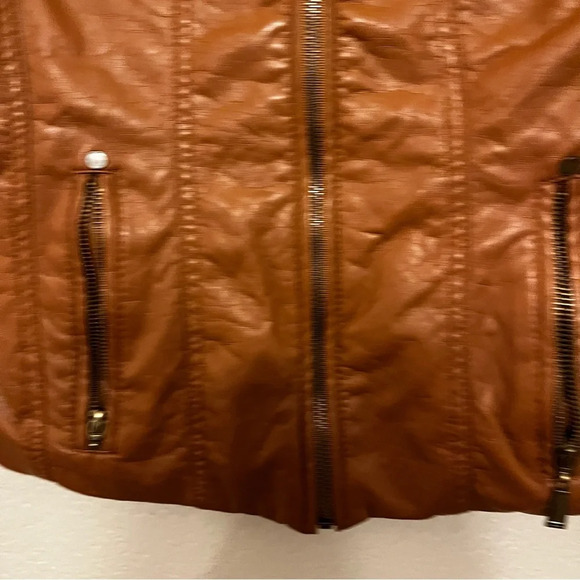 J2 faux leather camel brown jacket juniors size medium moto style - Picture 7 of 16